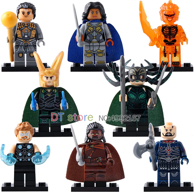 

50Pcs/Lot Legoingly Super Hero Figure Thor Loki Topaz Hela Surtur Valkyrie Executioner Set Model Building Blocks KidsToys X0185
