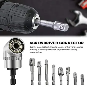 

8 Pieces 105 Degree Angle Extension Right Driver Drilling Shank Screwdriver Wrench Set Sleeve Accessory Wrench Set