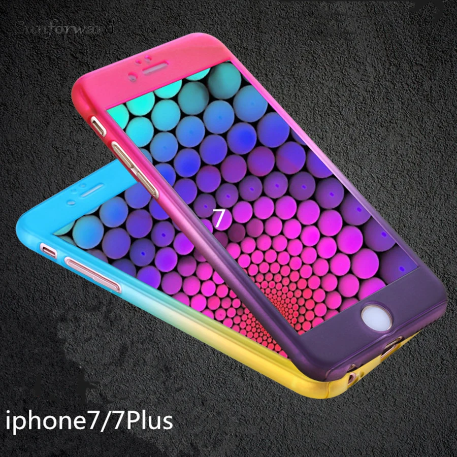 

For iPhone 5 5S 5SE 6 6S 7 8 Plus XS MAX XR Phone Case PC 360 All-inclusive Gradient Tempered Film Cases For iPhone X Cover Capa