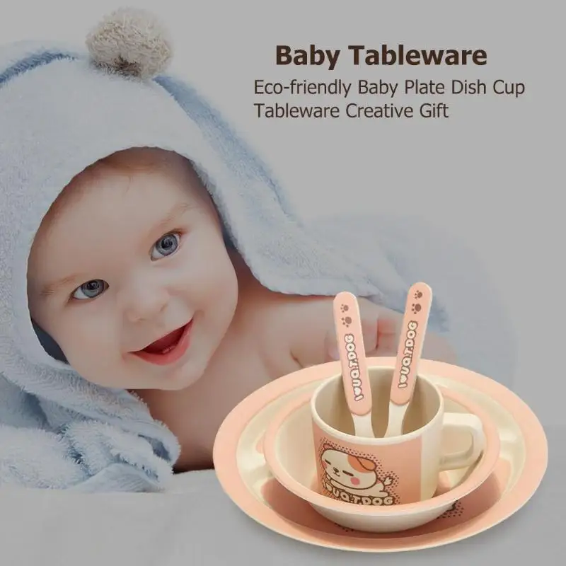 Baby Feeding Bowl Plate Dishes Fork Spoon Cup 5Pcs/Set Children Tableware Bamboo Fiber Kids Cartoon Separation Feeding Plate Baby Feeding Bowl Plate Dishes Fork Spoon Cup 5Pcs/Set Children Tableware Bamboo Fiber Kids Cartoon Separation Feeding Plate