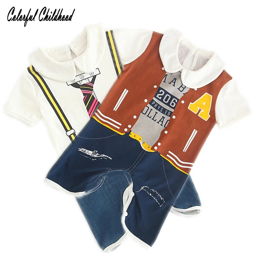 Vintage cowboy design baby boys romper Spring new infant kids overalls