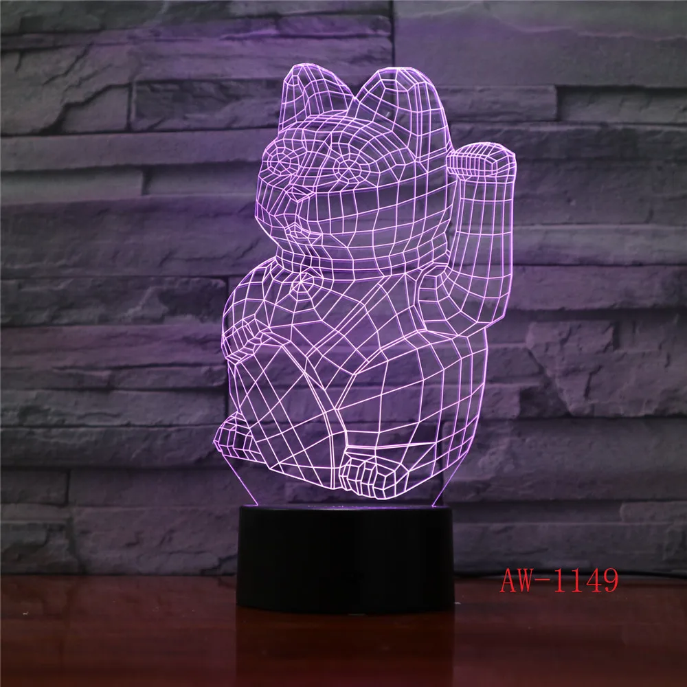 3D Ночная Лавовая Лампа Кот удачи Креативный светодиодный светильник с