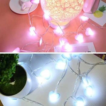 

2 Colors Hearts Garland LED String Light 1.5m Battery Powered Fairy Lights For Wedding Room Bedroom Decor Children Gifts