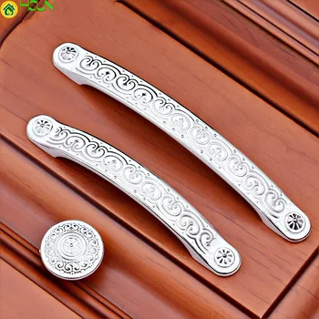 

2 pcs Drawer Pulls Handles White Silver Dresser Pull Knob Metal Flower Kitchen Cabinet Handle Knobs Furniture Hardware