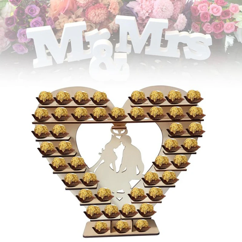 

Chocolate Stand Romantic Wedding Wooden Heart-shaped Chocolate Candy Display Stand Decoration
