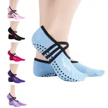 Женские носки для йоги, пилатеса, балета, танца, противоскользящие, перекрещивающиеся носки, носки для спортзала, фитнеса, спорта, хлопковые носки, удобные, Нескользящие, силиконовые