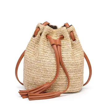 

PinShang Women Fashion All-match Straw Weaving Tassel Single Shoulder Bag