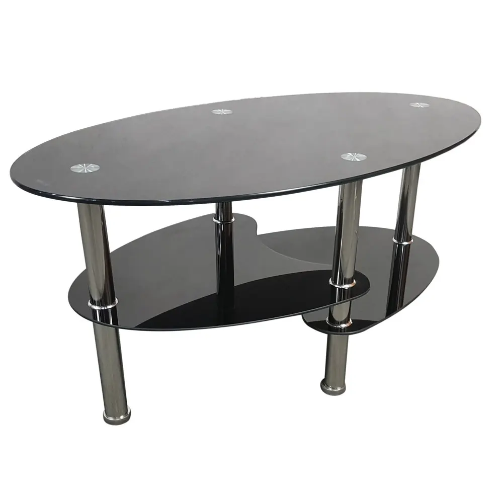 

Dual Fishtail Style Tempered Glass Coffee Table For Homes Offices With 3-layer Personality Storage Design Coffee Table