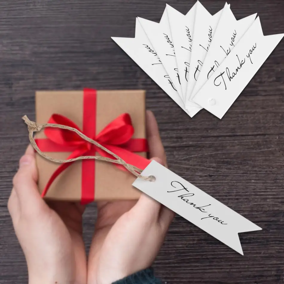 

100pcs/lot Kraft Paper Hang Gift Tag Thankful Message Card Paper Hang Tag Paper Label Card Wedding Florists Crafts Decoration