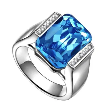 

Huitan Vintage Wedding Anniversary Ring with Huge Square Cutting CZ Prong Setting Fashion Cocktail Party Rings for Women