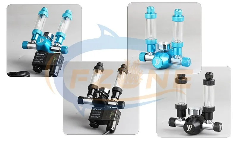 Chihiros acuario Wyin doble salida calibre CO2 regulador con válvula de contador de burbujas de válvula de solenoide y Kits de instalación - 5
