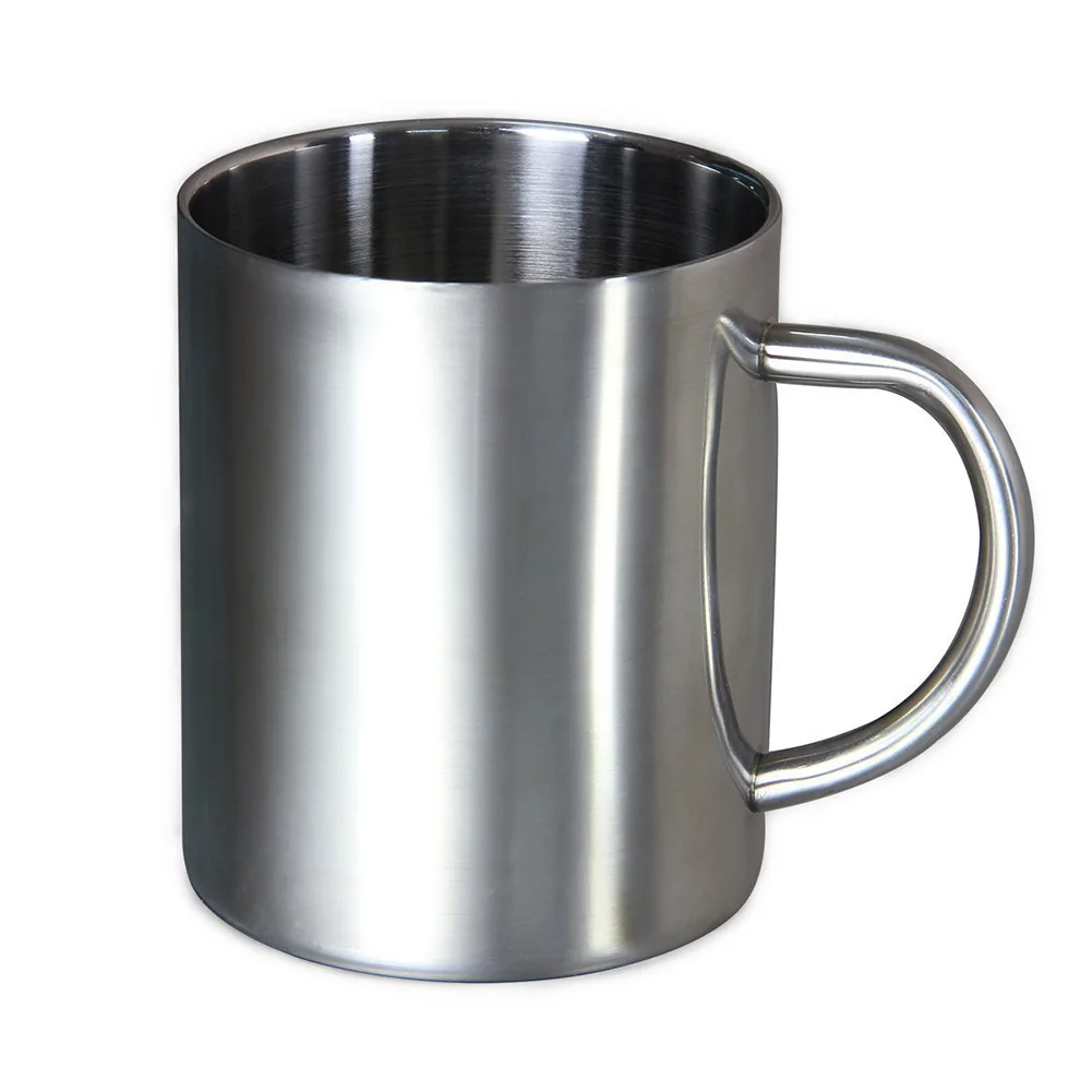 

1pc New Comfortable handle Silver Double Wall Stainless Steel Portable Coffee Mug Tumbler Tea Cup for Travel 220ml 300ml 400ml