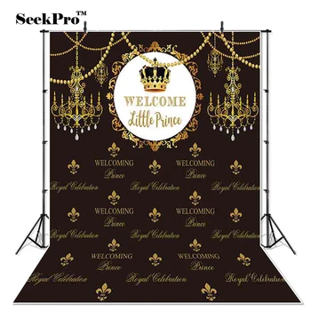 

Thin Vinyl crown welcome little prince children Photo Backdrops Printed photo studio indoor professional Photographic Background