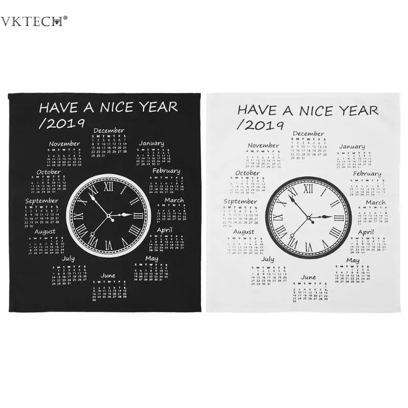 

Simple 2019 Calendar Creative Clock Print Printed Yearly Advent Calendar Cloth Fabric Wall Door Hanging Ornament Home Decoration