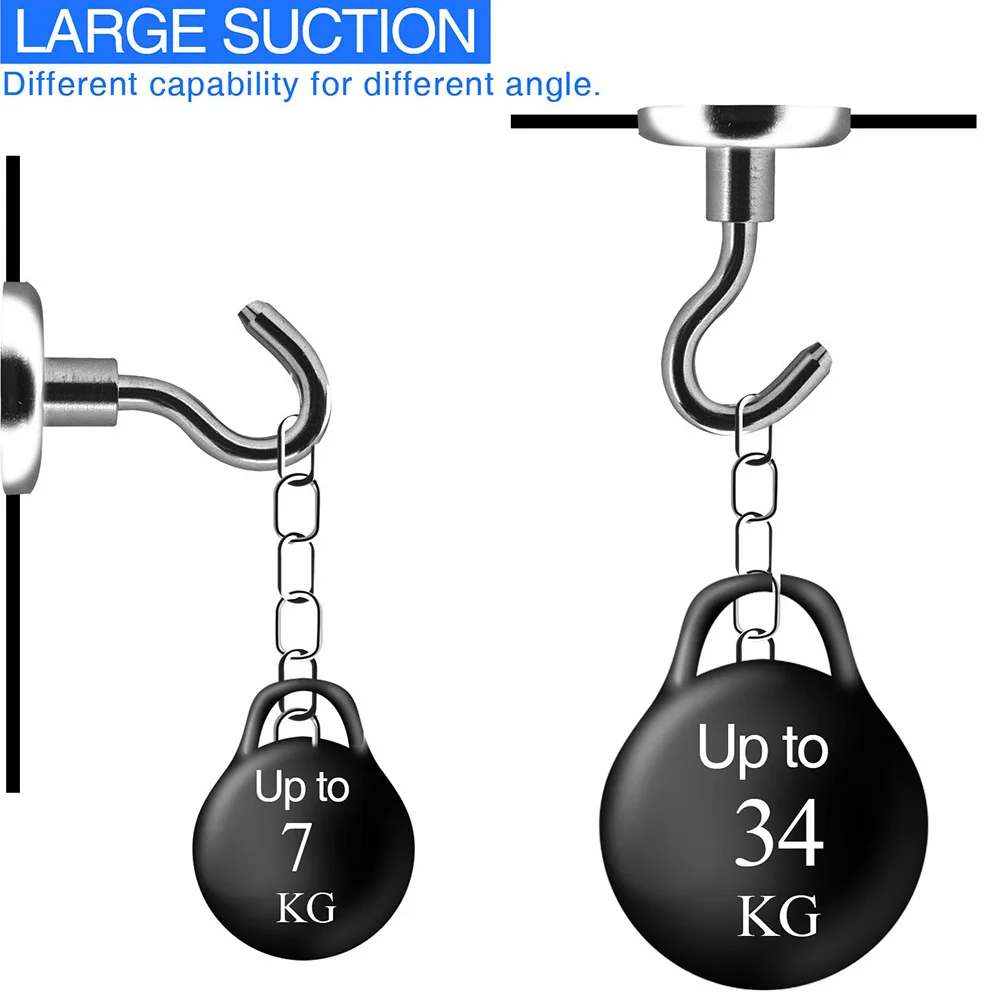 6 шт. Магнитные Крючки крюк для турника магнитный держатель супер тяжелый неодимовый редкоземельный всасывающий для ключа чашки