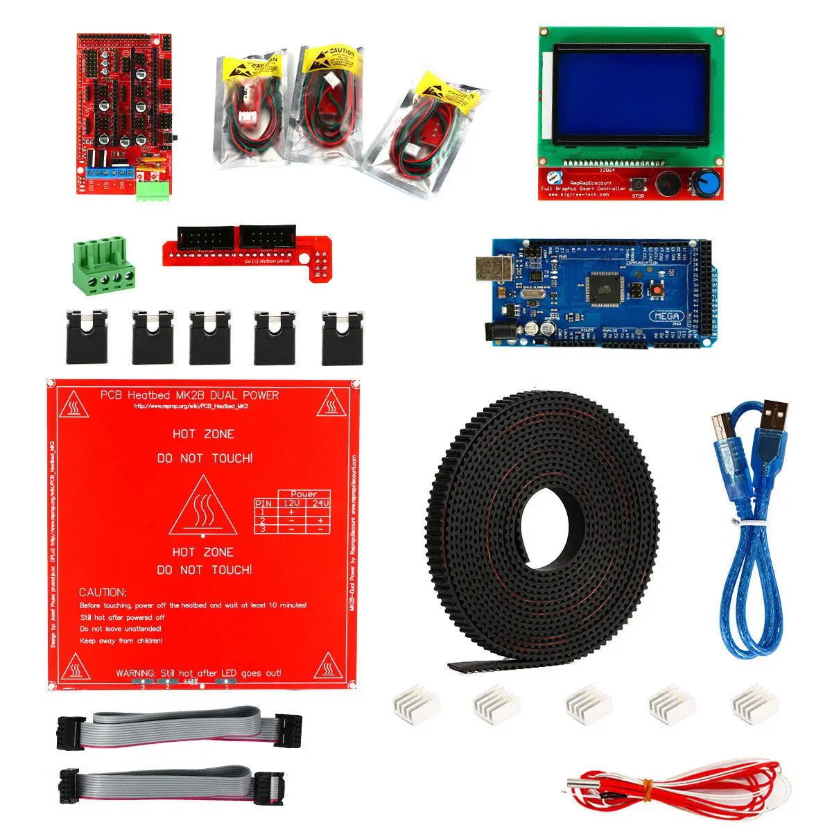 

3D Printer Kit,Ramps 1.4 + Mega 2560 + MK2B Heatbed + Controller I3 Suit 12864