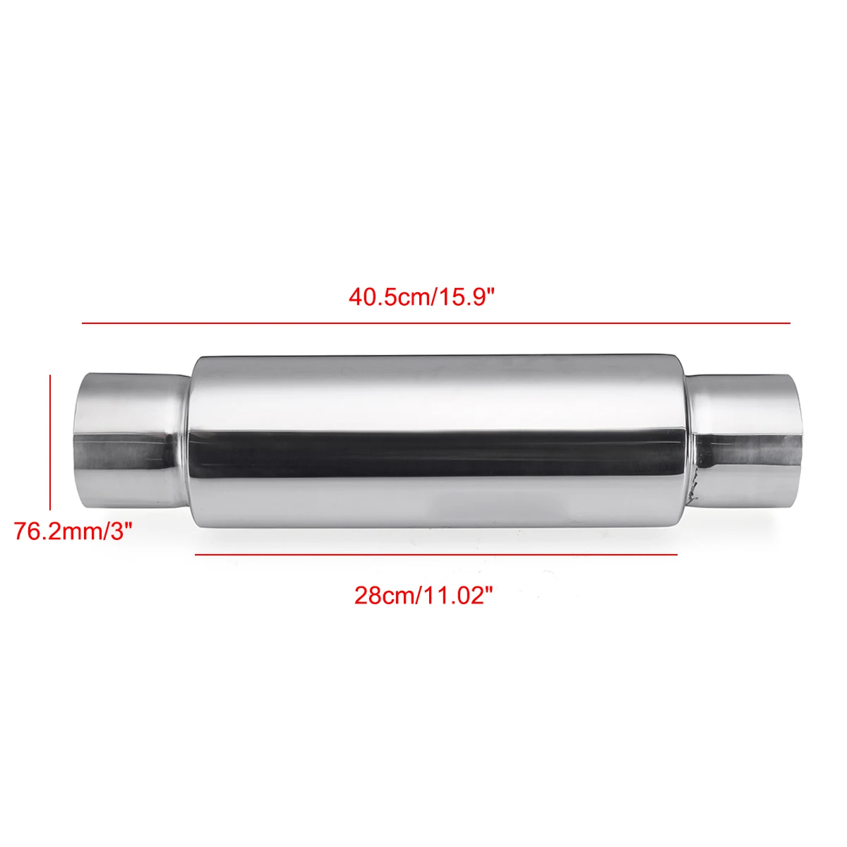 

Universal 3" Inlet 3" Outlet Car Exhaust Tip Tail Pipe Exhaust Muffler Auto Rear Tube Resonator