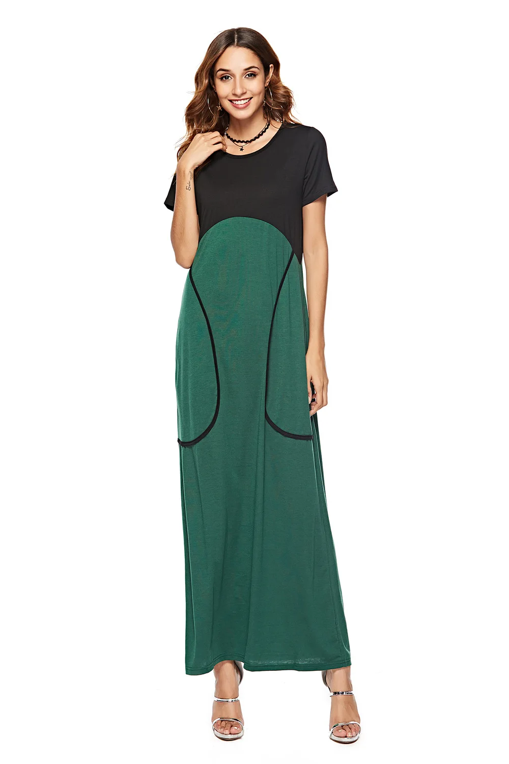 

2018 new Women's dresses, Arabic women's dresses, stylish stitching dresses