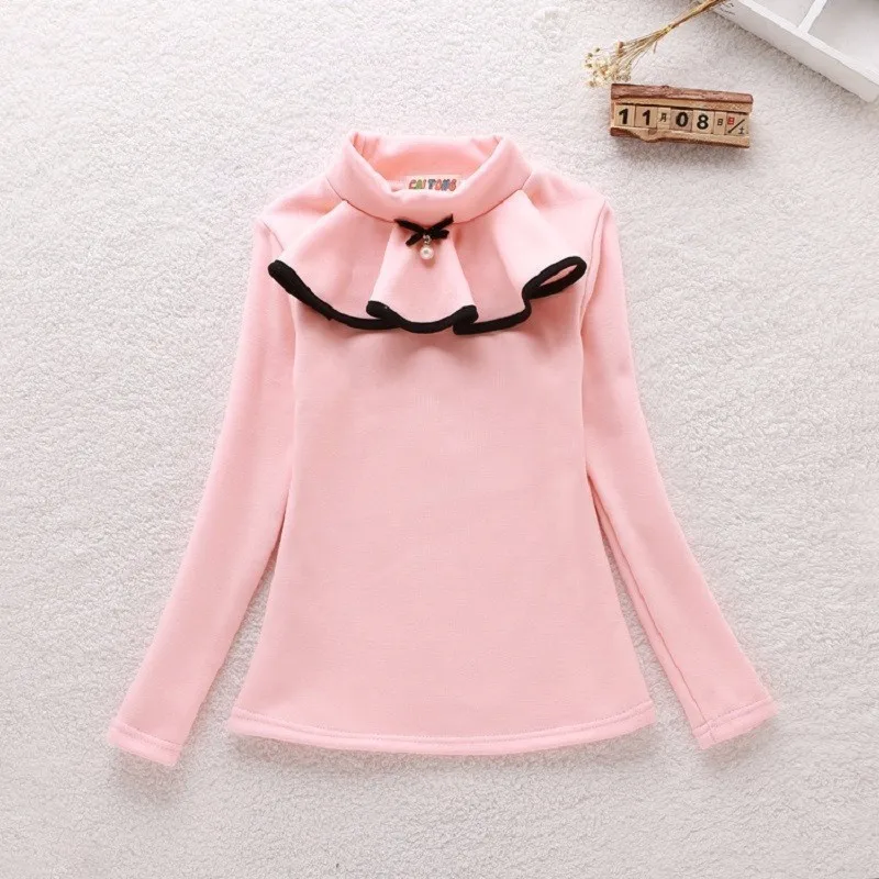 

Pure Cotton Girl Stripe Upper Garment Increase Thickening Children Turtleneck Long Sleeve T-shirt