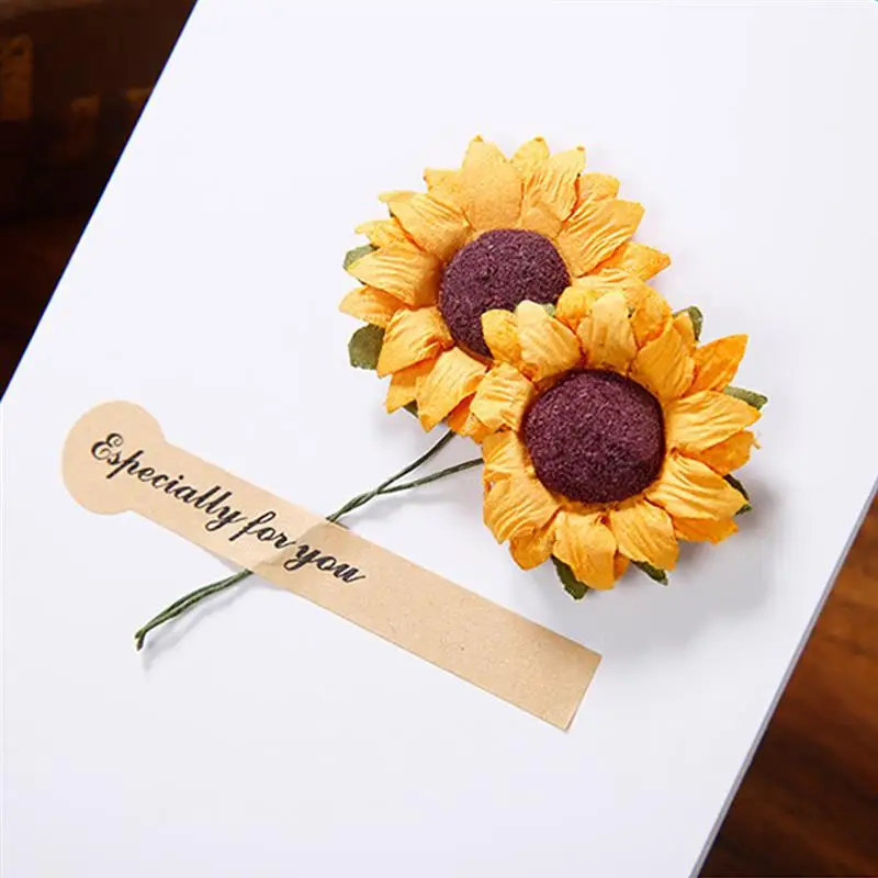  6pcs Paper Greeting Cards With Dried Flower Thank You Cards Christmas Gift Cards Sunflower Invitati - 33008996272