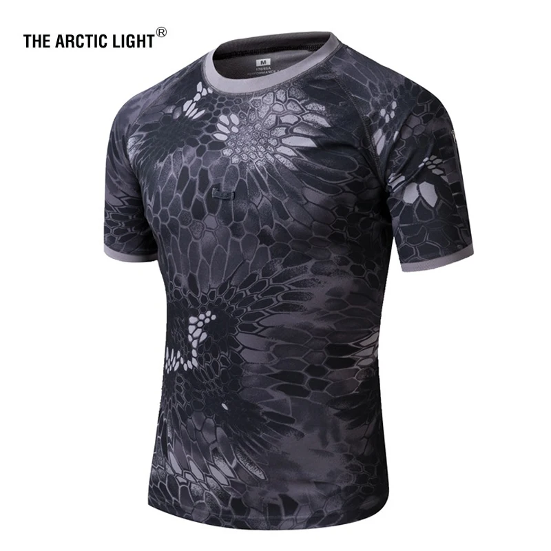 

THE ARCTIC LIGHT Men's Summer Quick Drying Camouflage T-Shirt Outdoor Sports Anti-UV Hiking Camping Fishing Male Short Sleeves