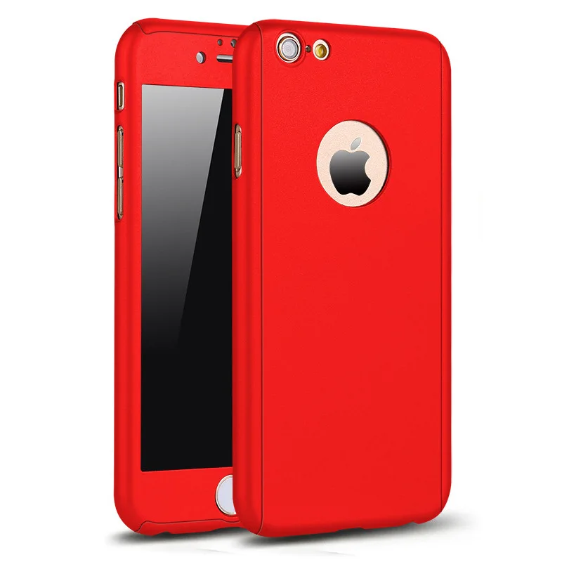 

360 Degree All-Inclusive Silicone Case for iPhone 5s SE i6 i6s i7 i8 Plus for iPhone X Full Protection Case with Tempered Glass