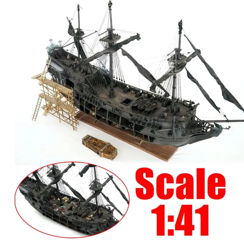 DIY ручной работы сборки черный жемчуг корабль со светодиодный светильник 1:41 масштаб Деревянный Парусный лодка Строительная модель комплект для детей