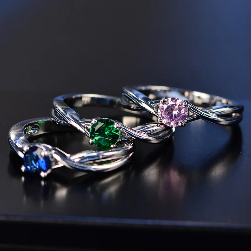 PANSYSEN 5*5 мм 1ct розовый кварц камень кольца твердые 925 пробы серебряные ювелирные изделия для женщин 3 цвета драгоценный камень кольцо Горячая