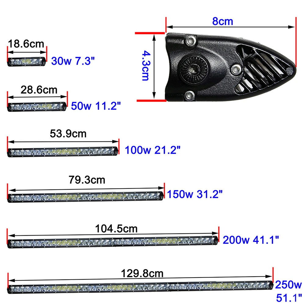 Светодиодный светильник 30 Вт, 50 Вт, 100 Вт, 150 Вт, 200 Вт, 250 Вт, рабочая лампа для внедорожников, 12 В, 24 В, светодиодный светильник Barra для внедорожников, внедорожников, грузовиков, пикапов 4x4