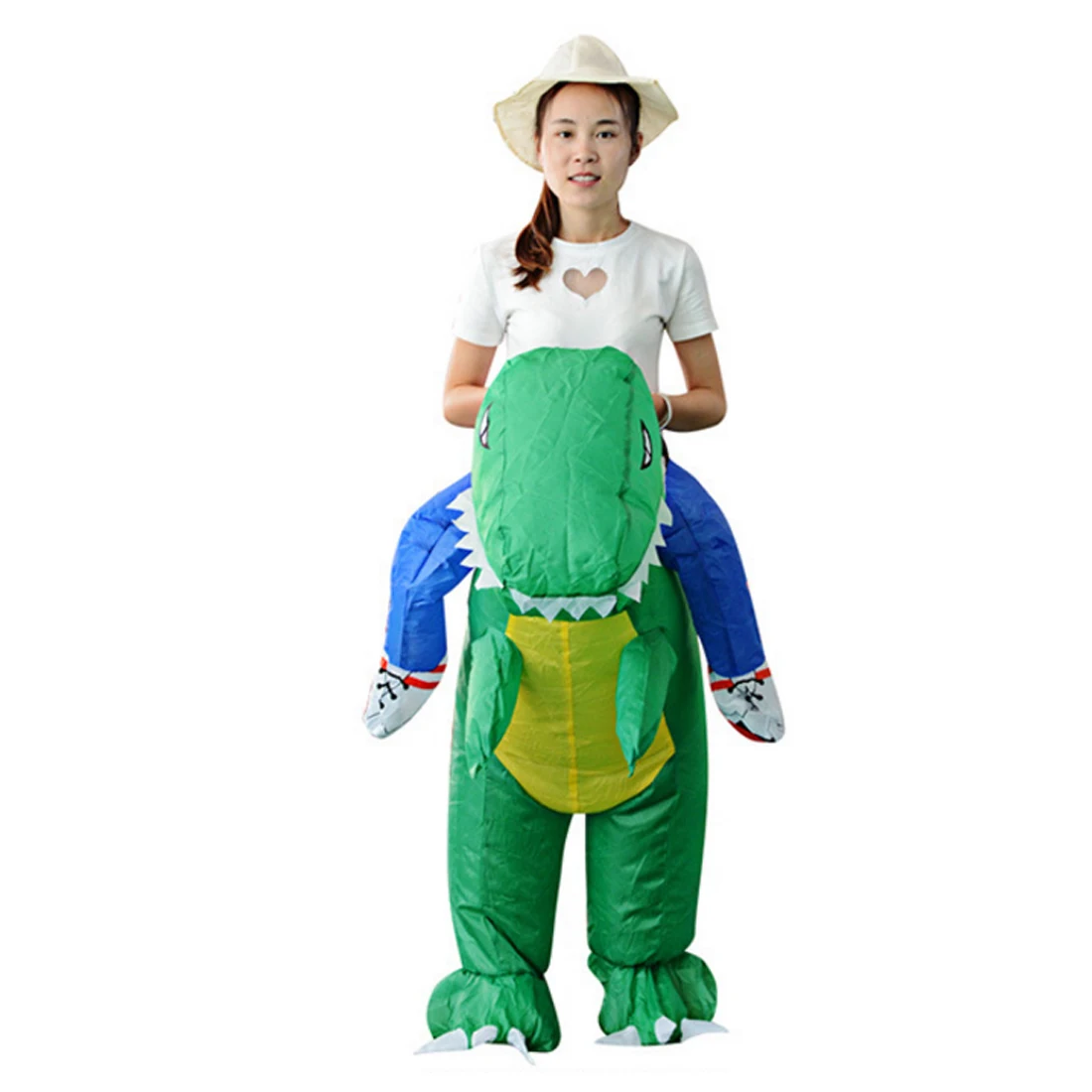 

Rowsfire 1 Set Inflatable Dinosaur Costume Pretend Play Fancy Party Dress For 150-190cm Adult- Green