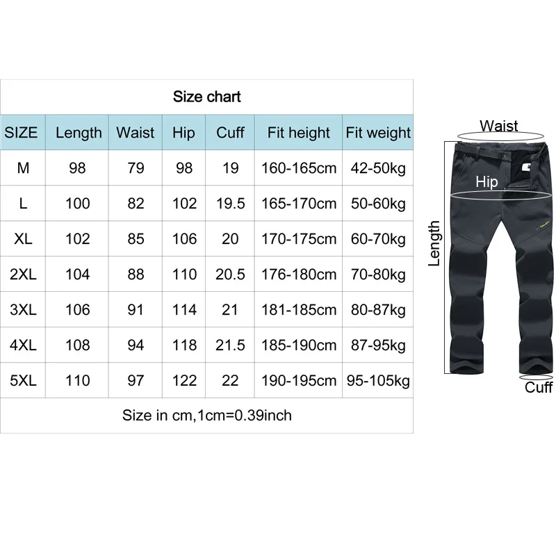 TRVLWEGO hombres senderismo pantalones de cáscara suave cálido al aire libre pantalones de gran tamaño 5XL forro polar de invierno Trekking Camping pantalón