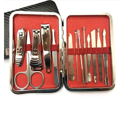 Компанией dhl 100 комплекты 13 в 1 шт инструментов для ногтей комплект для стрижки, уход за ногтями Набор, педикюр, ножницы, пинцет, Ножи утилита палочка для ушей, маникюрный набор