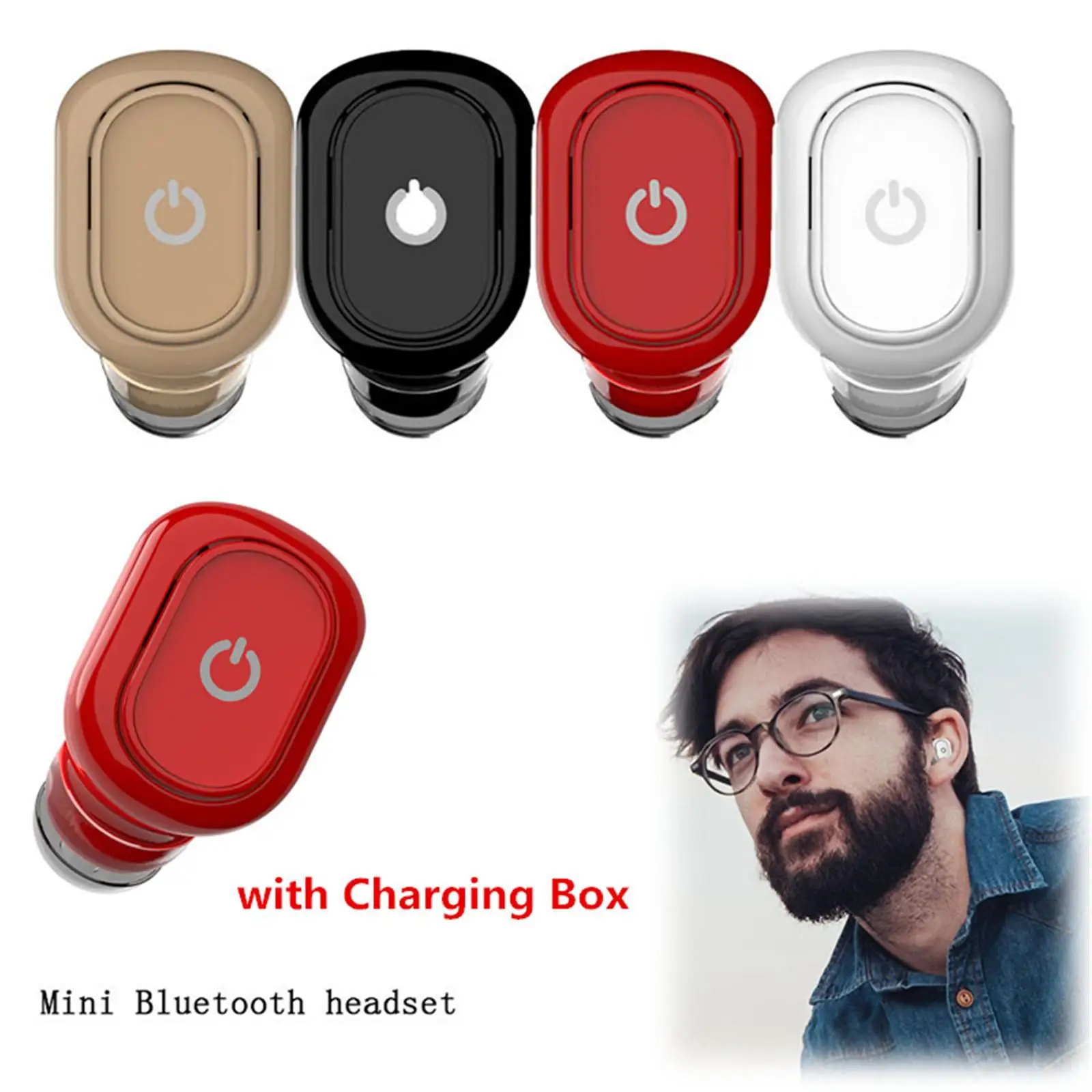 Mini Wireless Earphone Bluetooth Earbud In Ear Earpiece Handsfree Calling with Mic for Samsung S10 S10 S9 S8 iPhone XS XR X