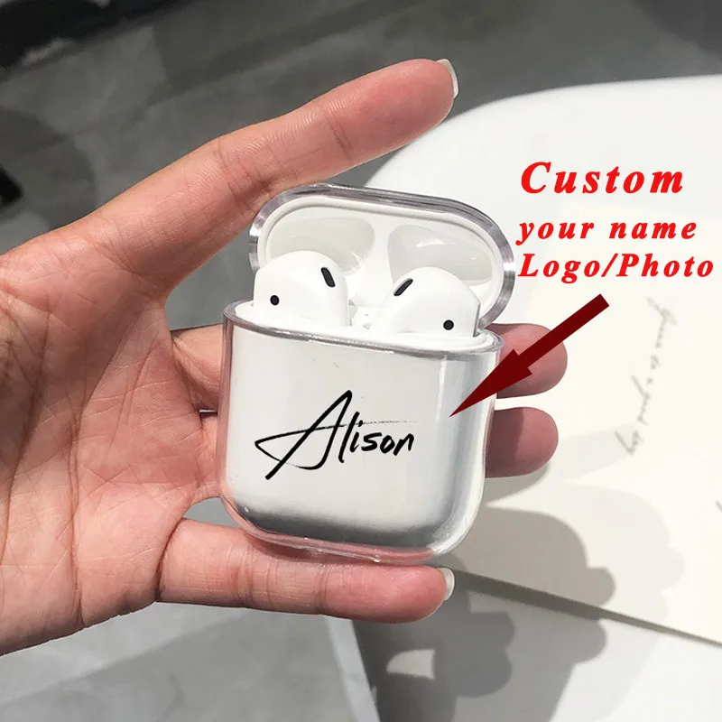

Custom name/logo/image Hard Plastic Case For Air Pods Case for Bluetooth Wireless Airpod Cover DIY Customized Photo Letters Hot