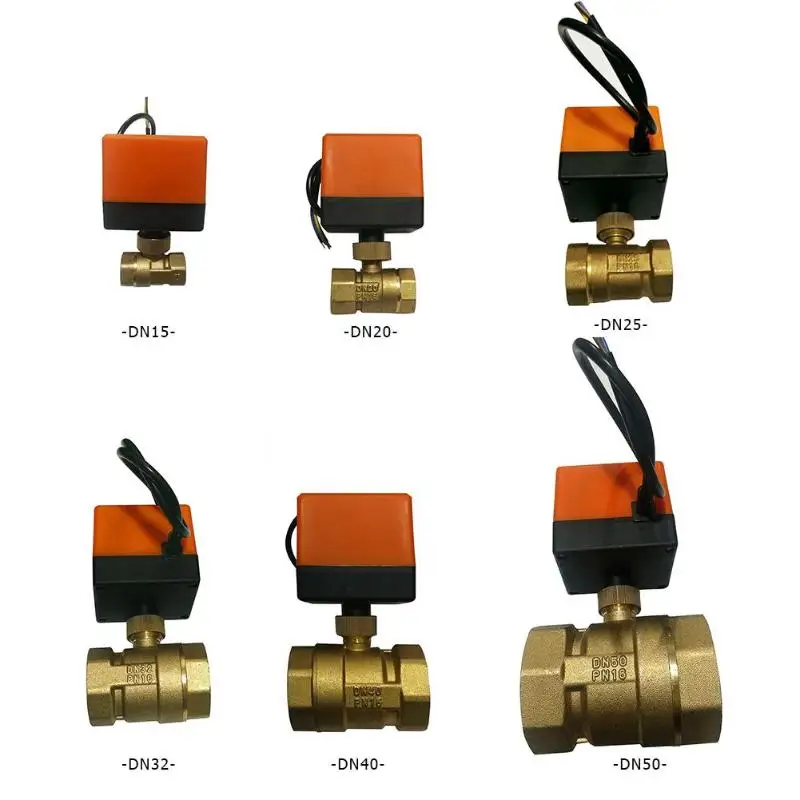 Электрический шаровой кран DC12V AC220V DN15-50 3-wire 2-способ Управление латунь нить электрический шаровой клапан стабильной моторизованный шаровой клапан