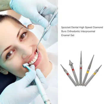 

5pcs/set Dental High Speed Diamond Burs Orthodontic Interproximal Enamel Set Dentist Tools Dental Lab Material