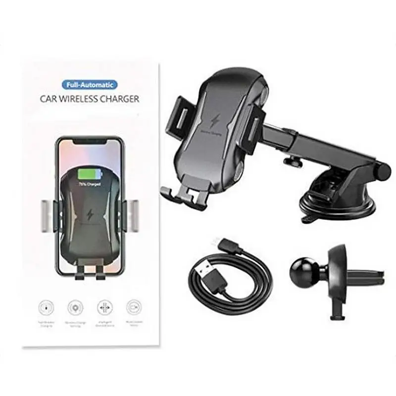 Automatic Clamping Wireless Car Charger Mount Windshield Dashboard Air Vent 10W Qi Fast Charging Car Phone Holder One-Hand Use