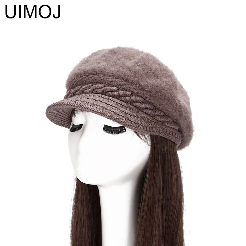 UIMOJ осенне-зимние береты для женщин модные женские шапки Теплые фетровые шапки 7 цветов