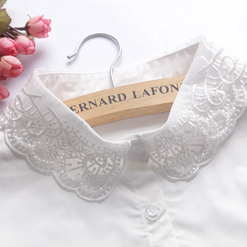 

Baitao Korean Version Fake Collar Embroidery Dickie Children Autumn And Winter Decoration Lead Solid Color Dickie