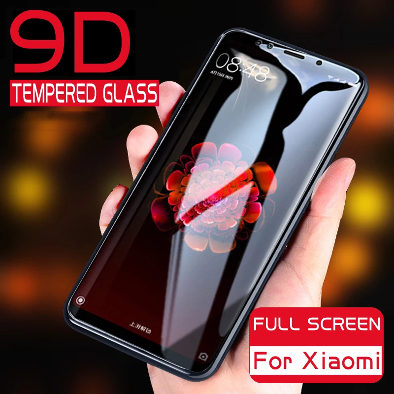 

9D Full Glue Case For xiaomi Mi Pocophone F1 Protective Glass On the xiaomi mi 9 SE 8 5X 6X A1 A2 lite Tempered Glas Film cover