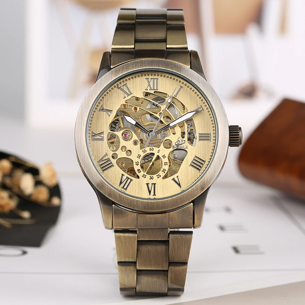 

Antique Mechanical Watch for Men Automatic-self-winding Mechanical Watch for Teenagers Business Bracelet Clasp Hollow Watches