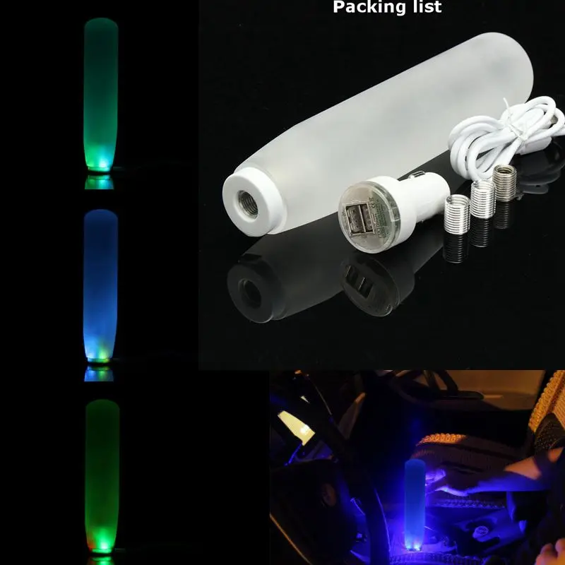 20CM LED Light Shift Knob Manual Shifter Stick With 2 USB Interface