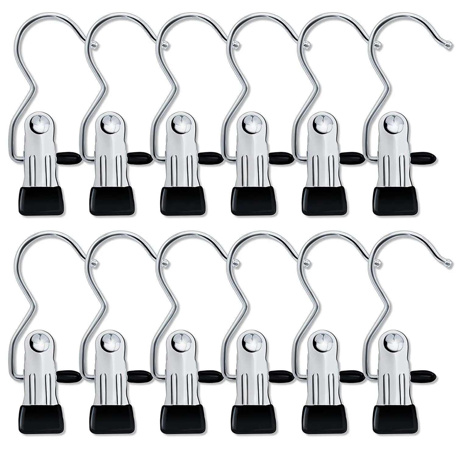 12 PCS,Portable Laundry Hook Hanging Clothes Pins Stainless steel