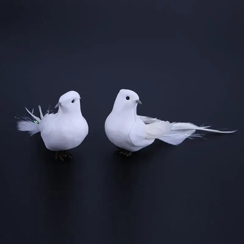 2 шт белые перья искусственные пенные голуби Lover Peace Doves птичка для домашнего декора украшения для птиц, украшение для свадьбы, Рождества