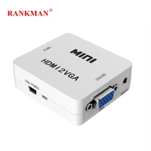 Special Offers Rankman HDMI to VGA Converter with Audio 1080P HDMI2VGA Adapter Connector for PC Laptop HDTV Projector Monitor