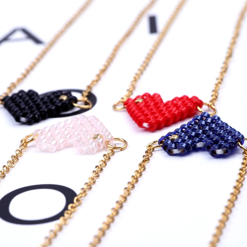 

Little Heart Custom Necklace Miyuki Beads Collar Chain Choker Kolye A Gift For A Girl Handmade Beaded Woman Pendant Necklaces
