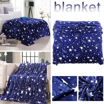 

Bright stars bedspread blanket High Density Super Soft Flannel Blanket to on for the sofa/Bed/Car Portable Plaids