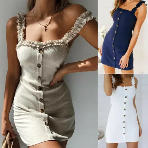 

Women Summer Boho Mini Dress Evening Party Beach Sleeveless Ruffles Strapless Dresses Sundress