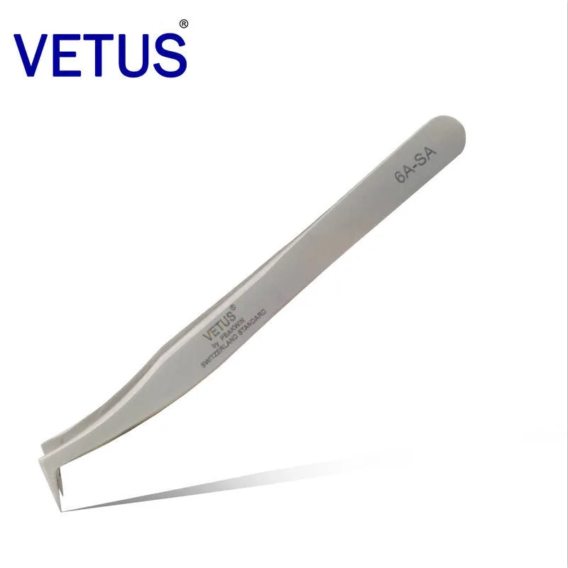 Пинцет VETUS 6A SA 3D/6D для наращивания ресниц антистатический из нержавеющей