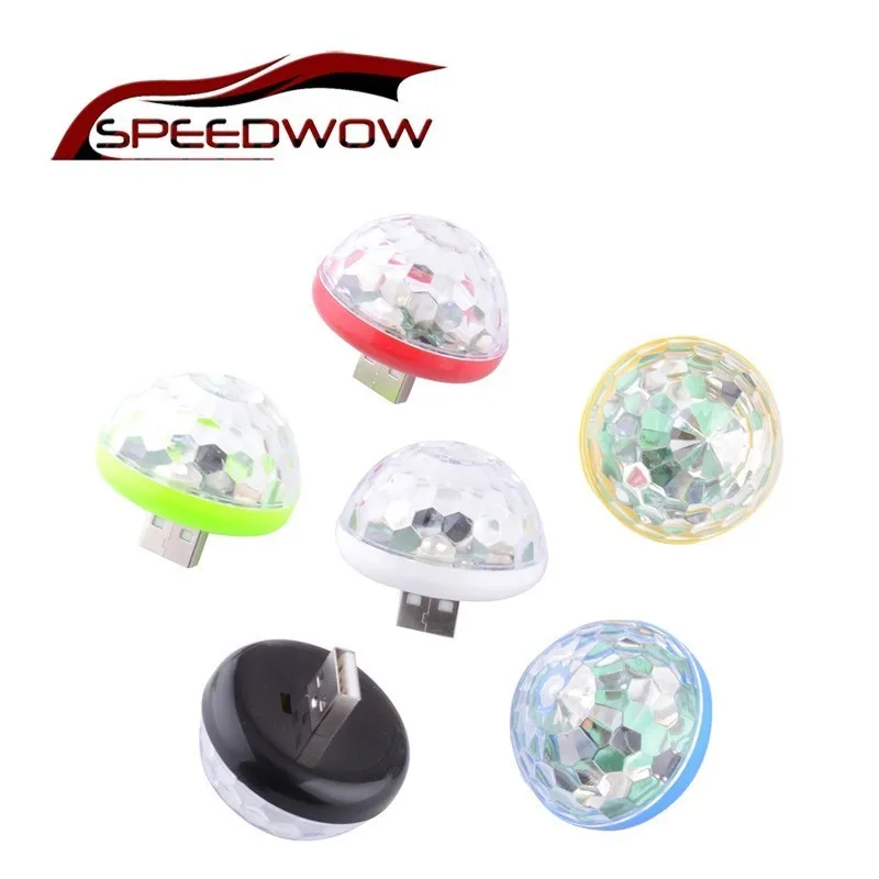

SPEEDWOW Phone Led USB Car ambient light 5V RGB DJ Color Changing Sound Actived Crystal Magic 3W Atmosphere Romantic